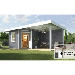 Weka Saunahaus Salo Größe 2 Sparset 7,5 kW OS grau