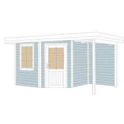 Weka Designhaus 213 A mit Anbau 150 cm 5-Eck 442 x 278 x 237 cm grau