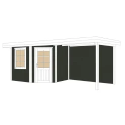 Weka Designhaus 213 B mit Anbau 300 cm 5-Eck 646 x 338 x 237 cm schwarz