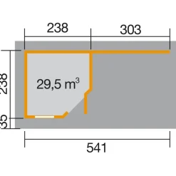 Weka Designhaus 213 B mit Anbau 300 cm 5-Eck braun