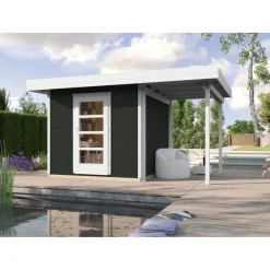 Weka Designhaus Line 172 A mit Anbau 150 cm 489 x 377 x 226 cm grau