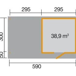 Weka Designhaus Line 172 B mit Anbau 300 cm 634 x 377 x 226 cm braun