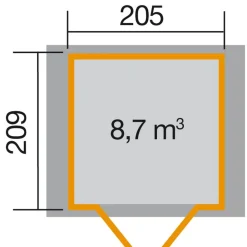 Weka Gartenhaus 224 260 x 229 x 227 cm grau