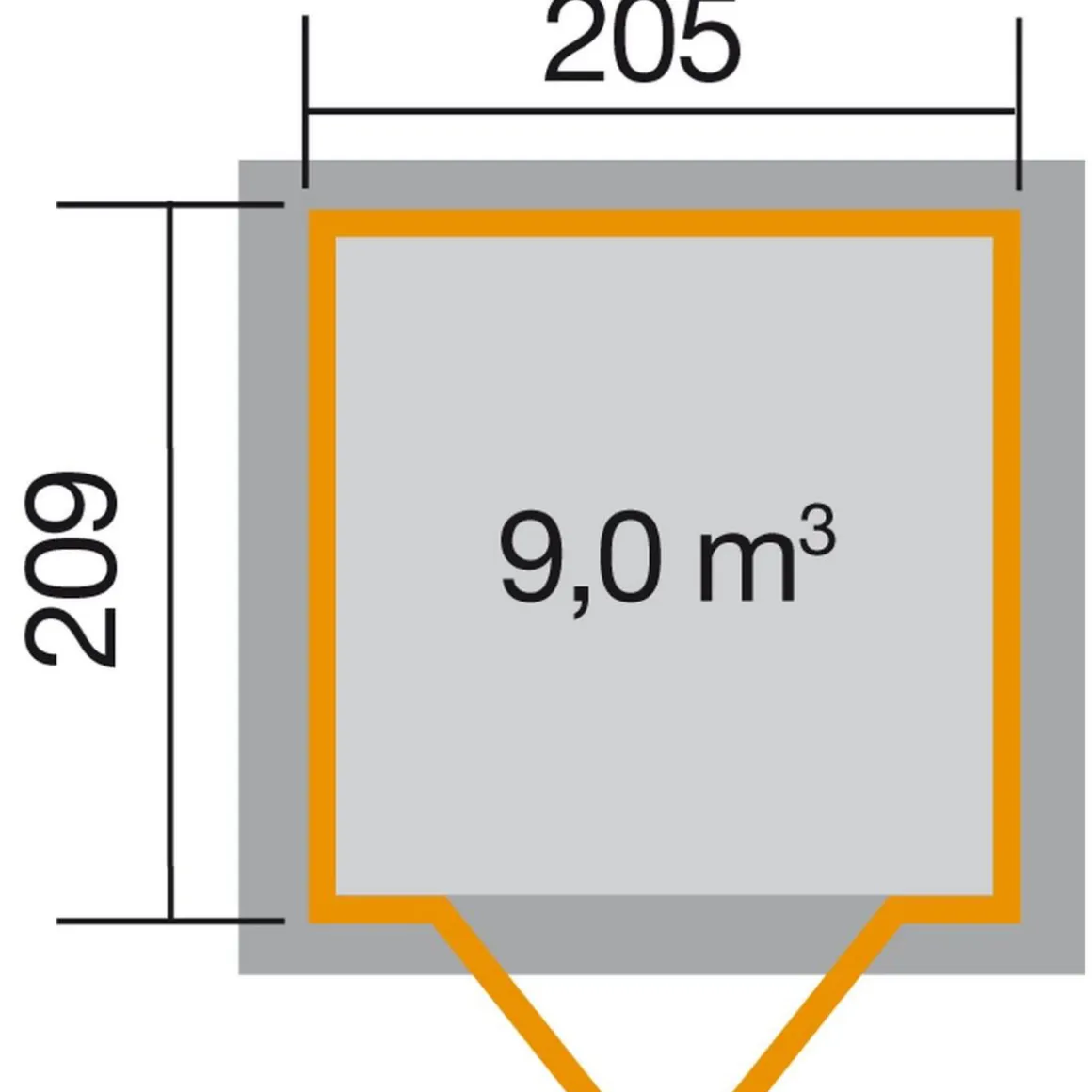Weka Gartenhaus 226 237 x 231 x 252 cm schwarz