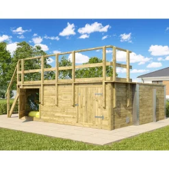 Weka Pool Rechteckig Größe 2 b 401,5 x 641,5 cm inkl Technikraum/Sonnendeck und FilteranlageFolie sand