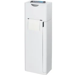 Wenko 6 in 1 Stand WC-Garnitur Imon Weiß matt integrierter Toilettenpapierhalter WC-Bürstenhalter Ersatzrollenhalter Stauraumfächer und Ablage