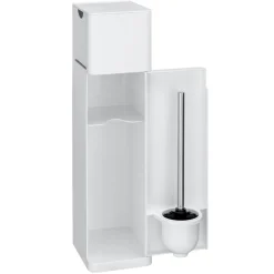 Wenko 6 in 1 Stand WC-Garnitur Imon Weiß matt integrierter Toilettenpapierhalter WC-Bürstenhalter Ersatzrollenhalter Stauraumfächer und Ablage