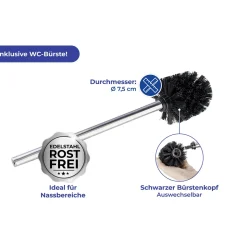 Wenko 6 in 1 Stand WC-Garnitur Imon Weiß matt integrierter Toilettenpapierhalter WC-Bürstenhalter Ersatzrollenhalter Stauraumfächer und Ablage