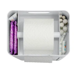 Wenko 6 in 1 Stand WC-Garnitur Imon Weiß matt integrierter Toilettenpapierhalter WC-Bürstenhalter Ersatzrollenhalter Stauraumfächer und Ablage