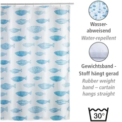 Wenko Anti-Schimmel Duschvorhang Aquamarin Textil Polyester 180 x 200 cm waschbar