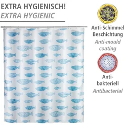 Wenko Anti-Schimmel Duschvorhang Aquamarin Textil Polyester 180 x 200 cm waschbar