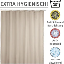 Wenko Anti-Schimmel Duschvorhang Uni Beige Textil Polyester 180 x 200 cm waschbar