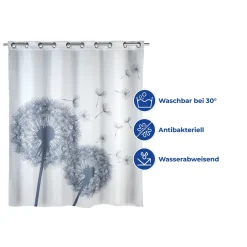 Wenko Anti-Schimmel Duschvorhang Astera Flex Textil Polyester 180 x 200 cm waschbar
