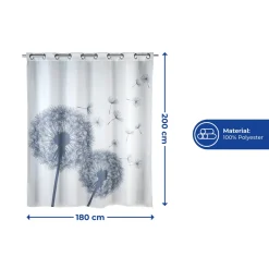 Wenko Anti-Schimmel Duschvorhang Astera Flex Textil Polyester 180 x 200 cm waschbar