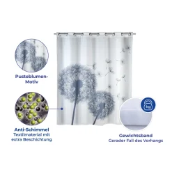 Wenko Anti-Schimmel Duschvorhang Astera Flex Textil Polyester 180 x 200 cm waschbar