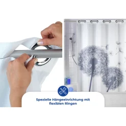 Wenko Anti-Schimmel Duschvorhang Astera Flex Textil Polyester 180 x 200 cm waschbar
