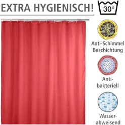 Wenko Anti-Schimmel Duschvorhang Uni Red Textil Polyester 180 x 200 cm waschbar