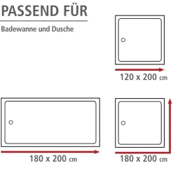 Wenko Anti-Schimmel Duschvorhang Uni Red Textil Polyester 180 x 200 cm waschbar