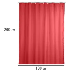 Wenko Anti-Schimmel Duschvorhang Uni Red Textil Polyester 180 x 200 cm waschbar