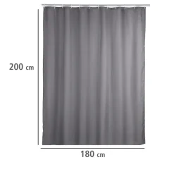 Wenko Anti-Schimmel Duschvorhang Uni Grey Textil Polyester 180 x 200 cm waschbar