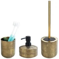 Wenko Bad-Accessoire Set Rivara 3-teilig Bad-Zubehör handbemalt
