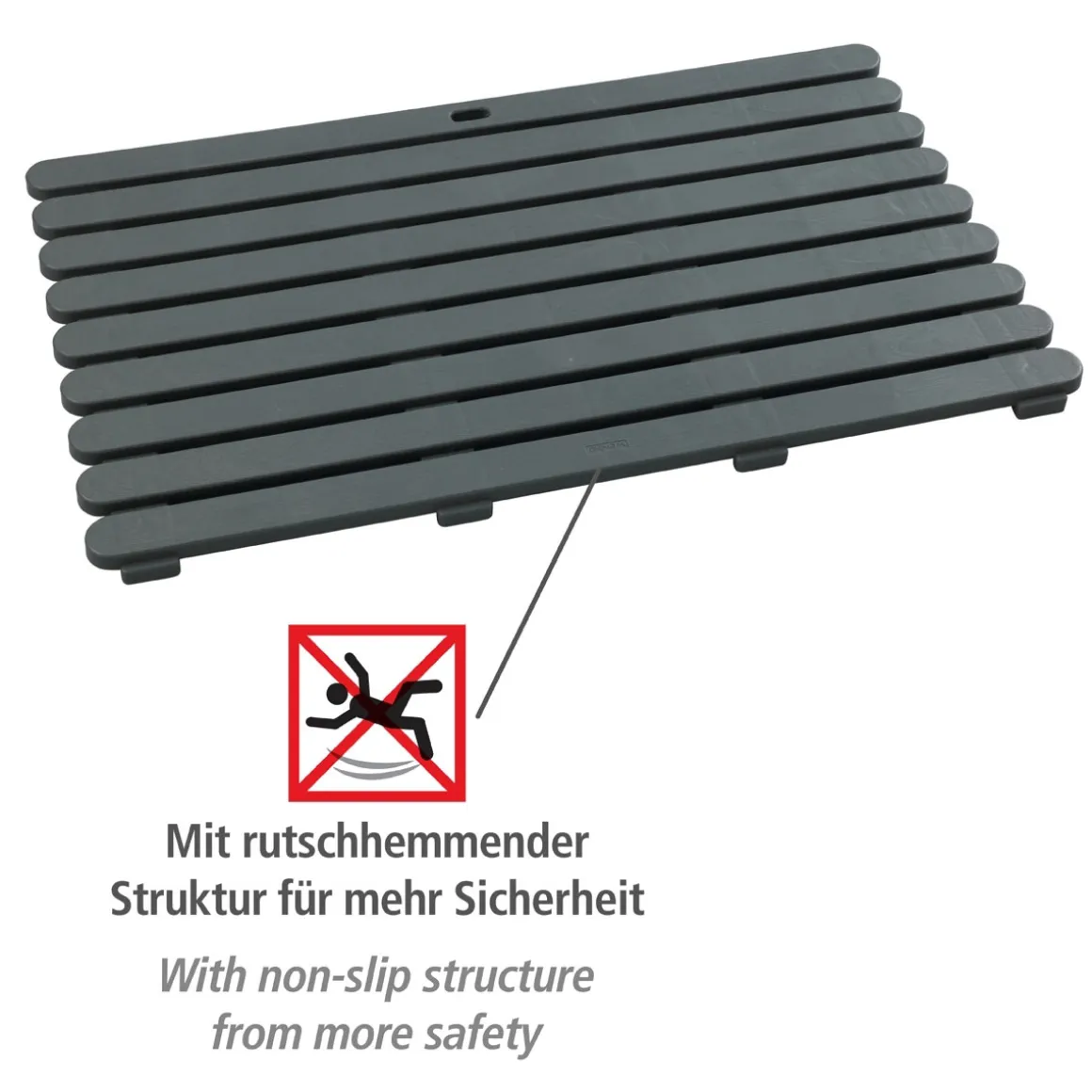 Wenko Badematte Indoor und Outdoor Grau 50 x 80 cm
