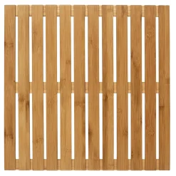 Wenko Baderost Indoor und Outdoor Bambus 50 x 50 cm Badematte Bodenrost für Dusche Bad Pool mit rutschhemmender Unterseite