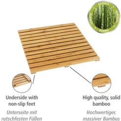 Wenko Baderost Indoor und Outdoor Bambus 50 x 50 cm Badematte Bodenrost für Dusche Bad Pool mit rutschhemmender Unterseite