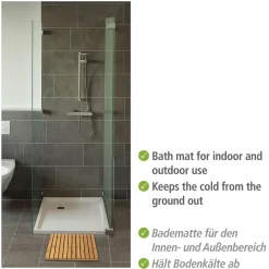 Wenko Baderost Indoor und Outdoor Bambus 50 x 50 cm Badematte Bodenrost für Dusche Bad Pool mit rutschhemmender Unterseite