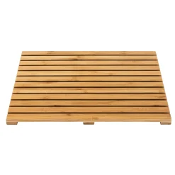 Wenko Baderost Indoor und Outdoor Bambus 50 x 50 cm Badematte Bodenrost für Dusche Bad Pool mit rutschhemmender Unterseite