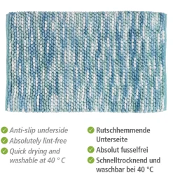 Wenko Badteppich Urdu Aqua 60 x 90 cm Mit Melagne-Effekt
