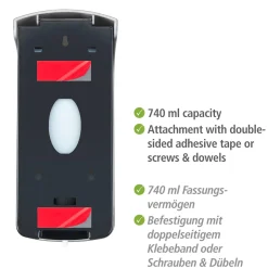 Wenko Desinfektionsmittel-Spender Ranera L Schwarz Seifenspender und Desinfektionsspender Füllmenge 740 ml