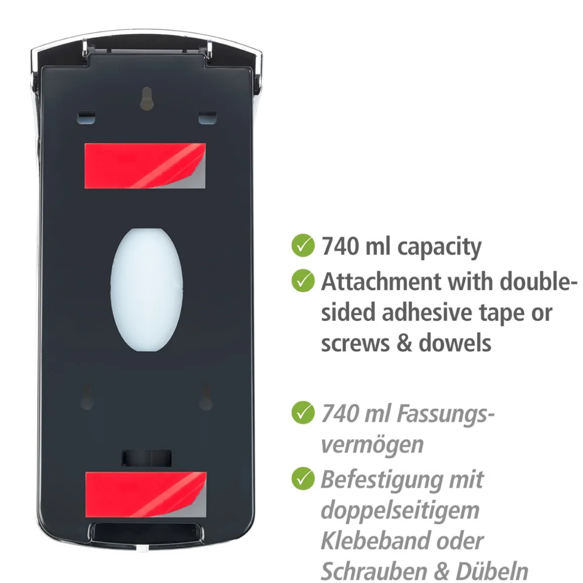 Wenko Desinfektionsmittel-Spender Ranera L Chrom Seifenspender und Desinfektionsspender Füllmenge 740 ml