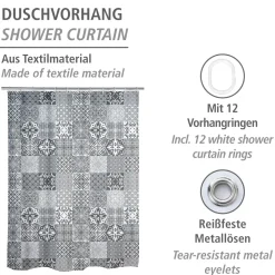Wenko Duschvorhang Portugal Textil Polyester 180 x 200 cm waschbar