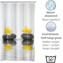 Wenko Duschvorhang Stones with Flower Textil Polyester 180 x 200 cm waschbar
