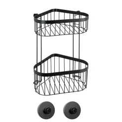 Wenko Eckregal 2 Etagen Classic Plus Black mit Vacuum-Loc Adapter Befestigen ohne bohren