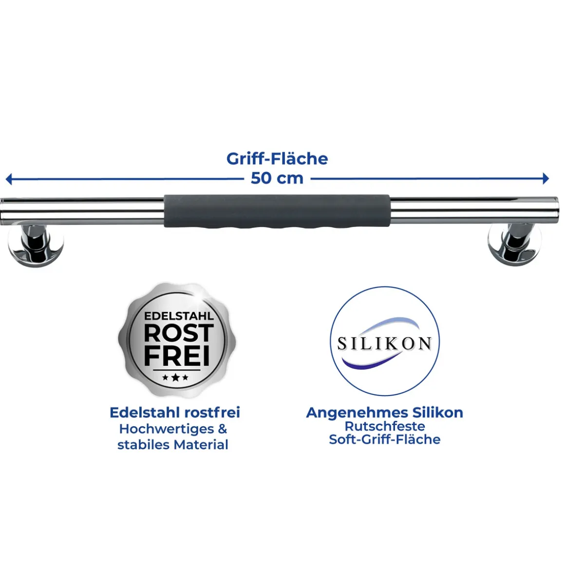 Wenko Edelstahl Wandhaltegriff Secura 50,5 cm