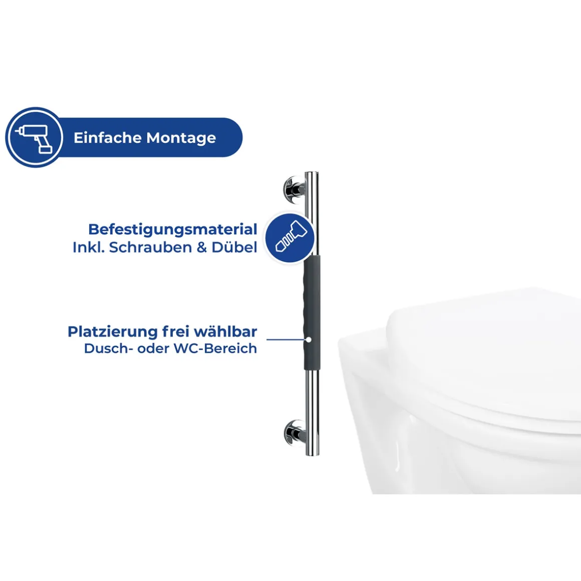 Wenko Edelstahl Wandhaltegriff Secura 50,5 cm