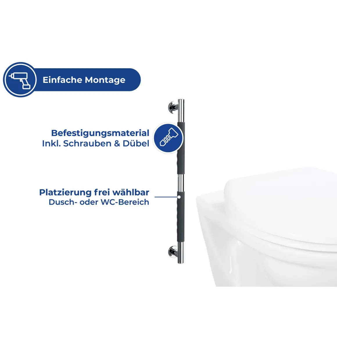 Wenko Edelstahl Wandhaltegriff Secura 65,5 cm