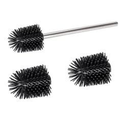 Wenko Ersatzbürsten Set für WC-Garnituren Silikon Edelstahlstiel mit 3 Bürstenköpfen