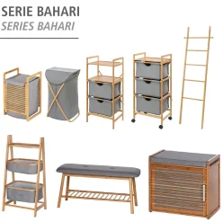 Wenko Haushaltswagen mit 3 Schubladen Bahari aus Bambus Wäschewagen aus Bambus