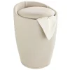 Wenko Hocker Candy Beige Leinenoptik mit Wäschesack Badhocker mit abnehmbarem Wäschesammler