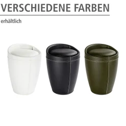 Wenko Hocker Candy Black in Lederoptik mit Wäschesack Badhocker mit abnehmbarem Wäschesammler