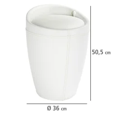 Wenko Hocker Candy White in Lederoptik mit Wäschesack Badhocker mit abnehmbarem Wäschesammler