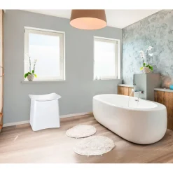 Wenko 2in1 Hocker Wing Weiß Badhocker mit herausnehmbarem Wäschesack