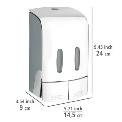 Wenko 2-Kammer Desinfektionsmittel- und Seifenspender Tartas Chrom Seifen-Dosierer und Desinfektionsspender Füllmenge je Kammer 480 ml