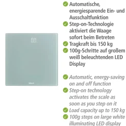 Wenko Personenwaage LED Grau digitale Körperwaage mit LED-Display