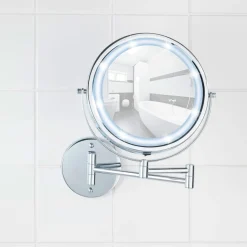 Wenko Power-Loc LED Wandspiegel Lumi 5-fach Vergrößerung Befestigen ohne bohren