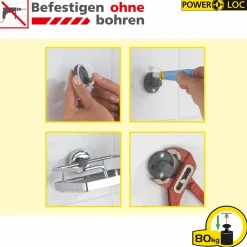 Wenko Power-Loc LED Wandspiegel Lumi 5-fach Vergrößerung Befestigen ohne bohren