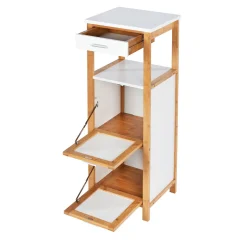 Wenko Regal Finja aus Bambus mit 2 Ablagen 2 Fächern und Schublade 34 x 89 x 30 cm